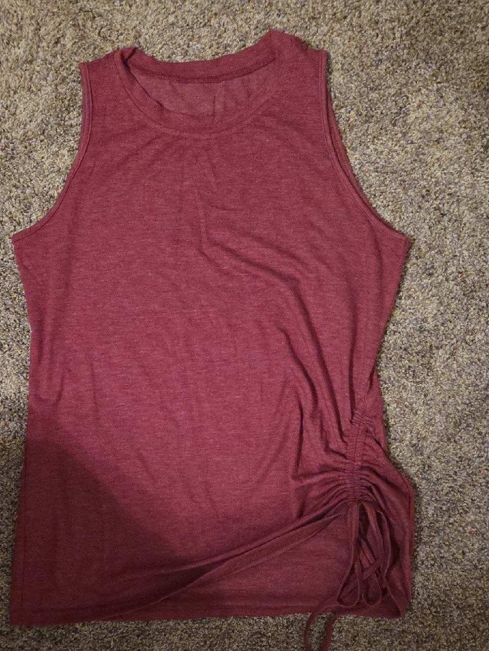 Sleeveless Side-Ruched Women's Tank Top - Burgundy